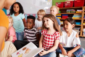 Children listening to the teacher